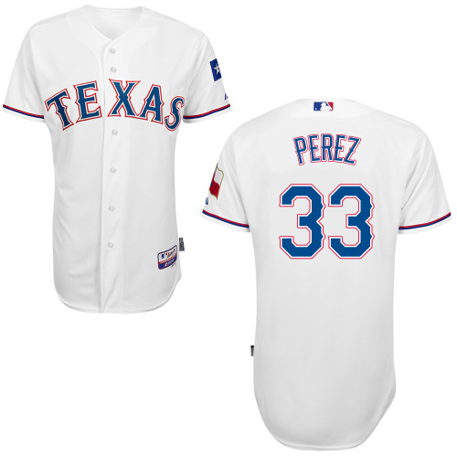 Martin Perez #33 MLB Jersey-Texas Rangers Men's Authentic Home White Cool Base Baseball Jersey